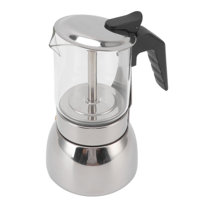 Klasszikus olasz Moka kávéfőző, rozsdamentes acél és üveg, 300ml