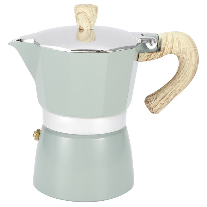 Cafetiera moka din otel inoxidabil, mini, portabila, cu maner izolat, 0,5L