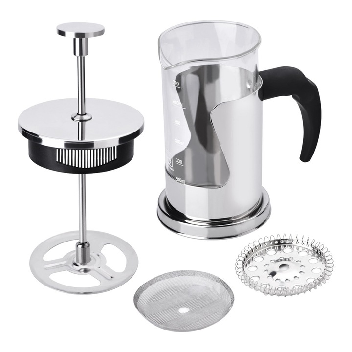 Cafetiera si ceainic cu presa franceza cu sistem de filtrare din otel inoxidabil 304