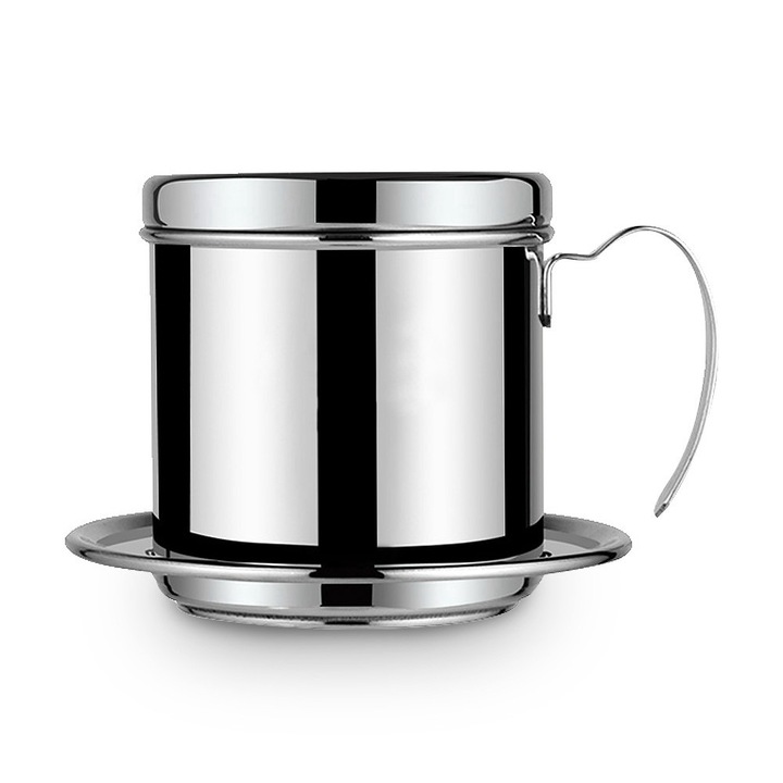 Cafetiera din otel inoxidabil 304, 600ml, cu capac, design prindere usoara, rezistenta la praf