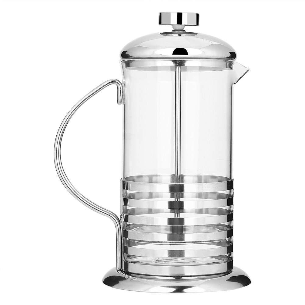 Cafetiera French Press, otel inoxidabil si sticla, capacitate 600ml, maner dublu curbat