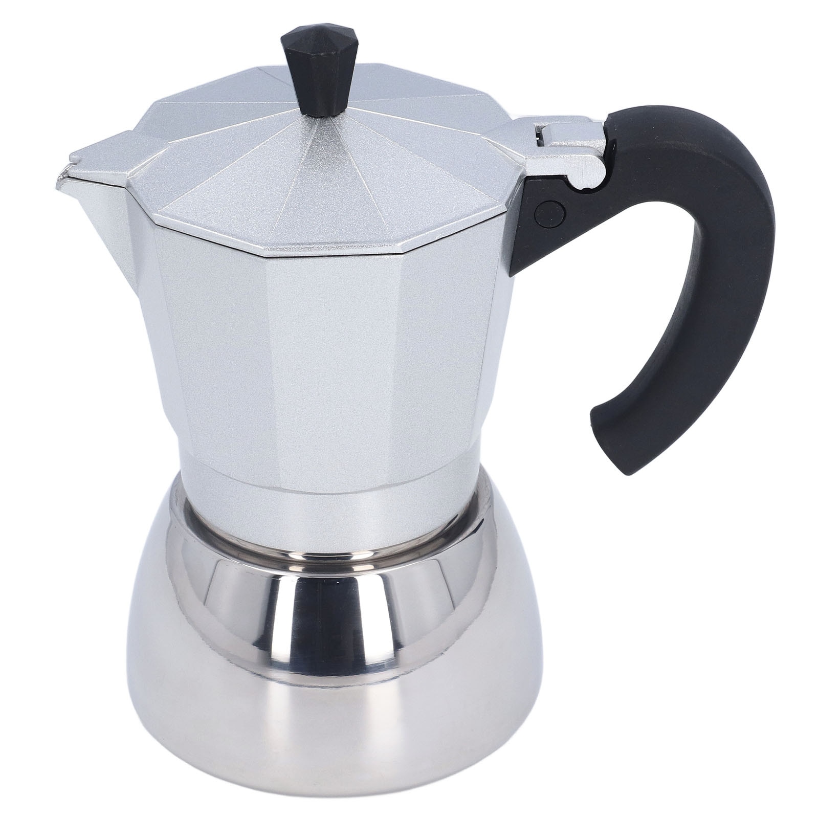 Cafetiera Moka 6 cani, aluminiu si otel inoxidabil, portabila