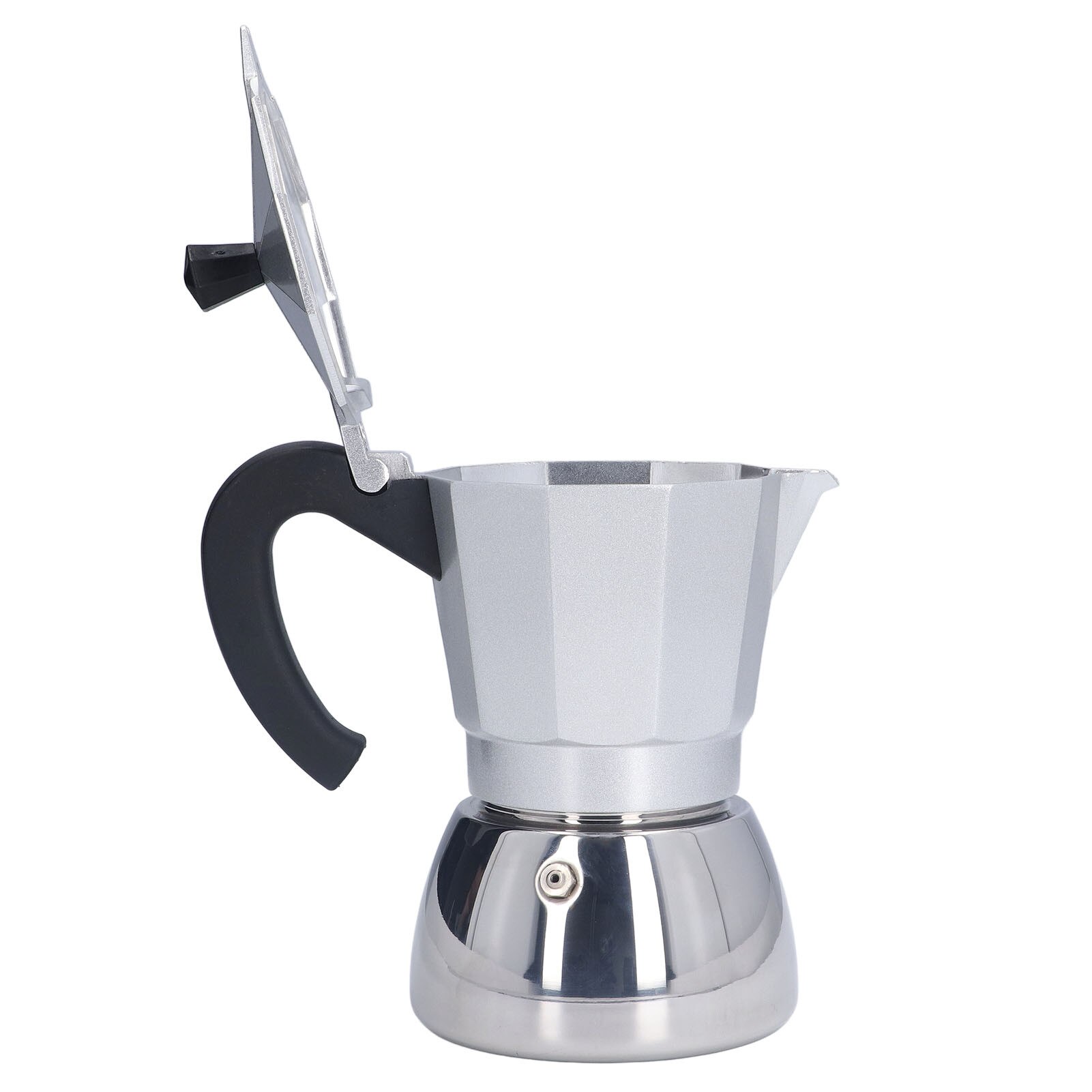 Cafetiera Moka 6 cani, aluminiu si otel inoxidabil, portabila