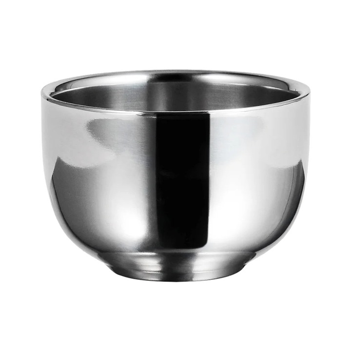 Recipient spuma barbierit YANYXR, inox, argintiu, 7.3x5x5cm