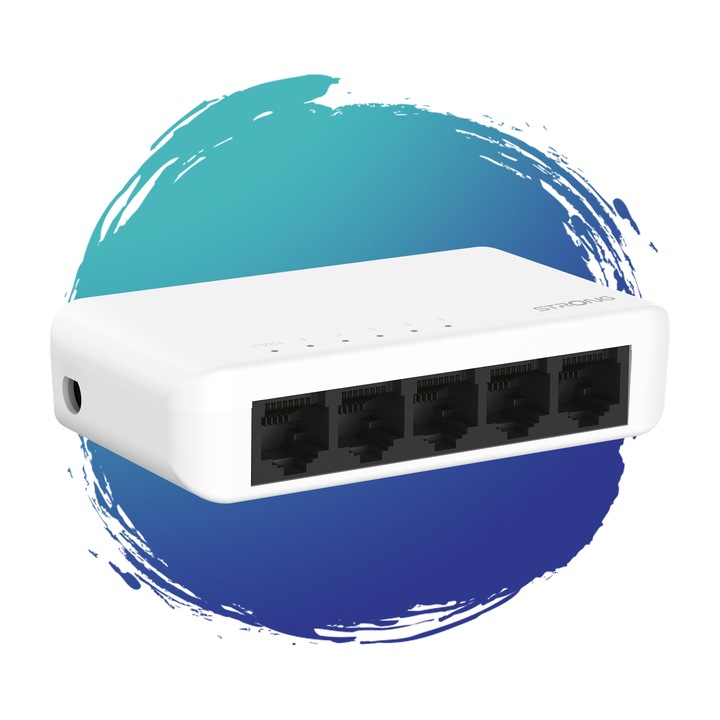 Strong SW 5000P Gigabit Switch, IEEE802.3i, IEEE802.3u, IEEE802.3ab, 5 x 10/100/1000 Mbps Ethernet port, fehér
