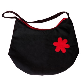 Geanta neagra cu flori aplicate Geanta neagra cu flori aplicate