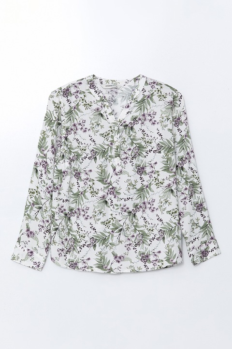 LC WAIKIKI, Bluza-tunica cu imprimeu, Alb/Verde/Albastru Violet