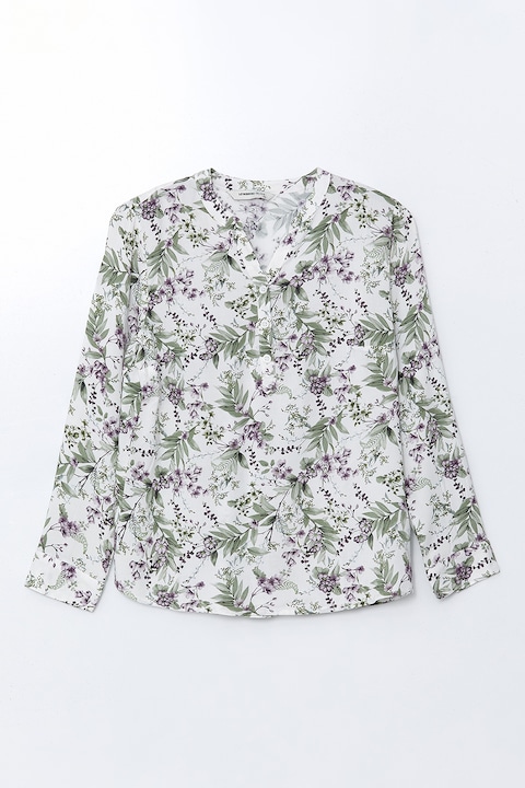 LC WAIKIKI, Bluza-tunica cu imprimeu, Alb/Verde/Albastru Violet