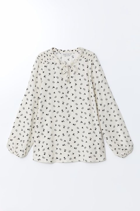 LC WAIKIKI, Bluza-tunica cu imprimeu, Negru/Bej deschis
