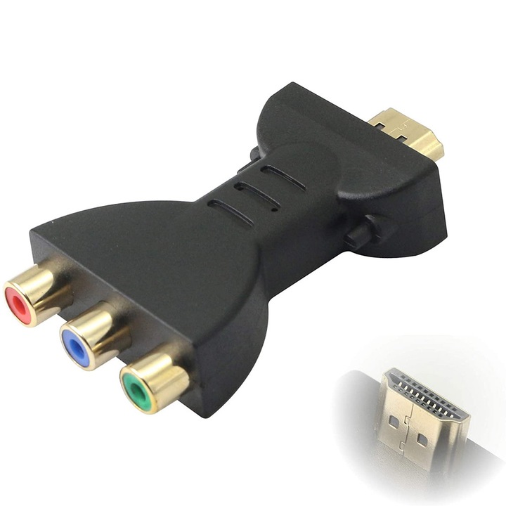 HDMI dugasz - 3 RCA dugasz átalakító, HDTV DVD-hez és a legtöbb LCD projektorhoz alkalmas