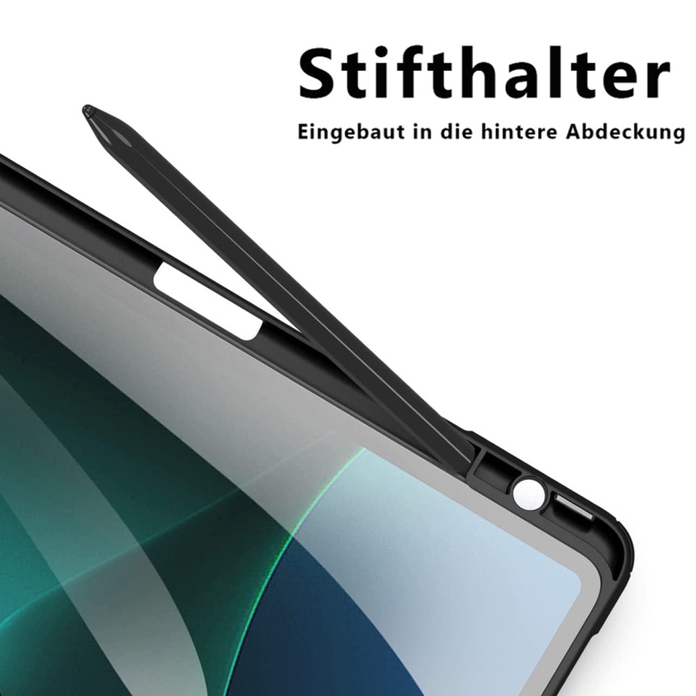 Husa DUZZONA pentru Xiaomi Mi Pad 5/Mi Pad 5 Pro 11 inch 2021, husa eleganta cu suport triplit, carcasa de protectie cu suport si capac spate transparent din PC, neagra