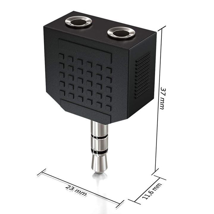 3.5 мм стерео аудио сплитер, свързване на 2 слушалки или високоговорителя, съвместим с Android смартфони и таблети, комплект от 2 броя
