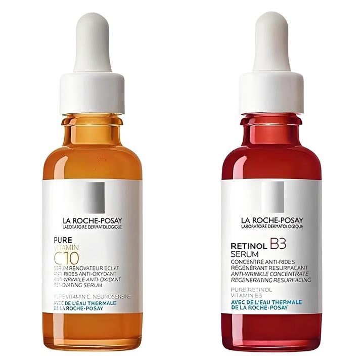 Ser La Roche Posay, Vitamina C10 si Retinol cu ​​Vitamina B3, 30ml x 2