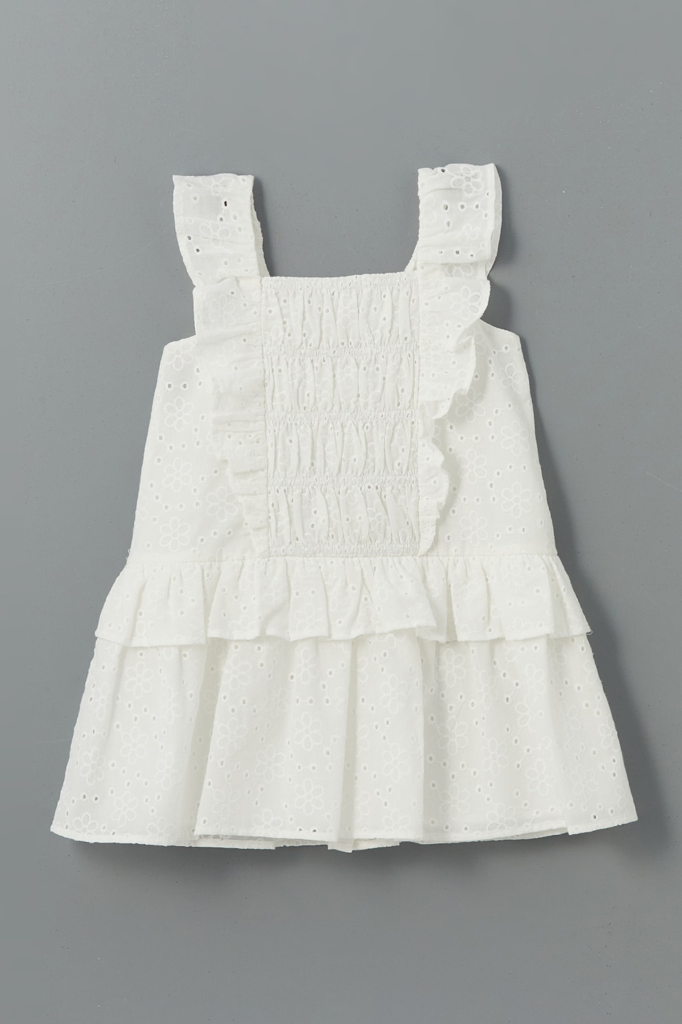 LC WAIKIKI, Rochie evazata cu model uni, Alb, 110-116 CM