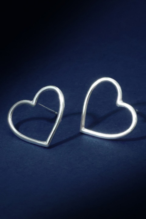 Rafaella, Cercei cu tija din argint veritabil in forma de inima, Argintiu