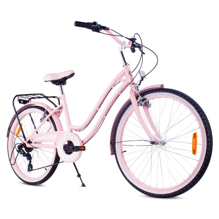 Велосипед за момичета, Sun Baby, Heart Bike, 24 инча, 7 скорости Shimano Tourney, скоростна кутия Revoshift, 8-12 години, стоманена рамка, Розов