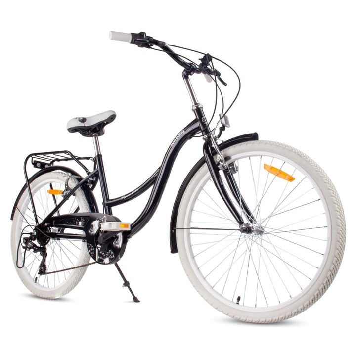 Велосипед за момичета, Sun Baby, Flower Bike, 24 инча, 7 скорости Shimano Tourney, скоростен лост Revoshift, 8-12 години, стоманена рамка, черен