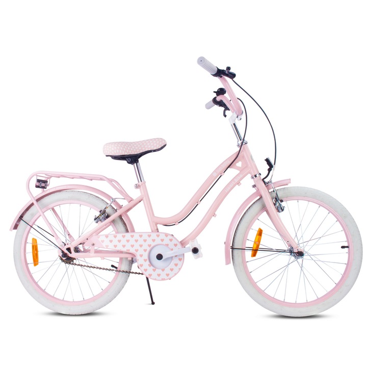 Bicicleta pentru fetite, Sun Baby, Silver Moon, 20 inch, V-brake, 6-10 ani, cadru din otel, Roz