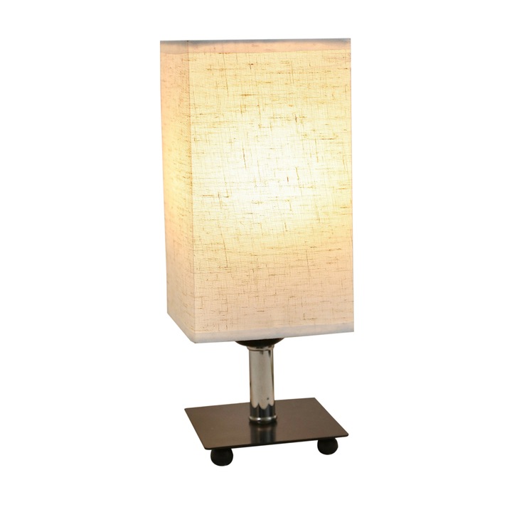 Lampa de masa, lenjerie, lumina alba calda, USB, 25,8 cm, pentru dormitor/living/birou/dormitor etc., negru/alb