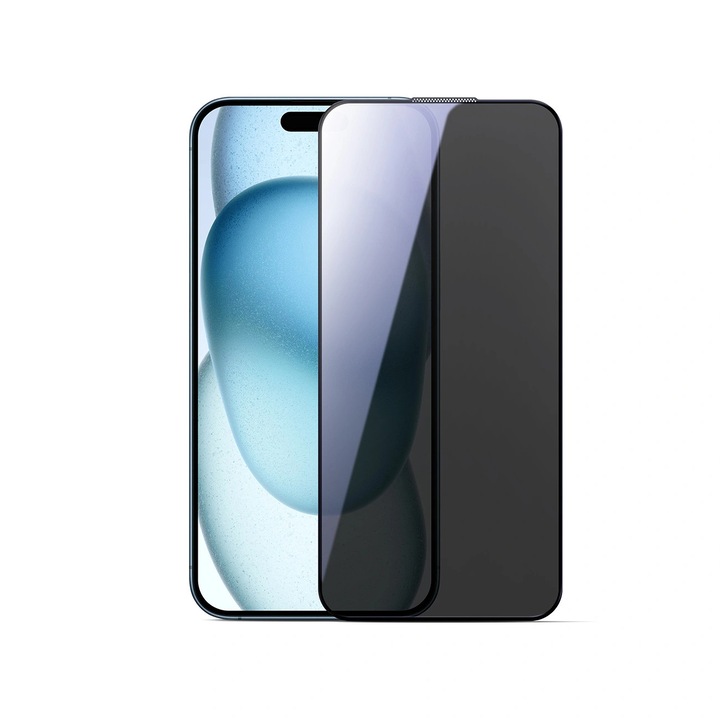 Joyroom JR-MLG0282 2.5D edzett üveg porvédelemmel, fekete kerettel, iPhone 15 Plus/16 Plus készülékhez