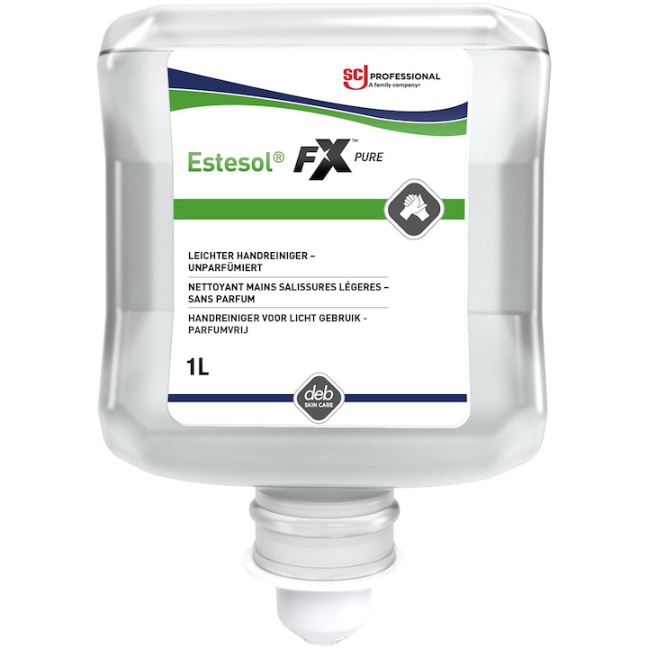 SCJP Estesol Pure FX Light Duty illatanyag- és színezékmentes kézmosó habszappan, hipoallergén, fokozott tisztítóhatás: 3/5, Light Duty adagolóhoz, 1L patron