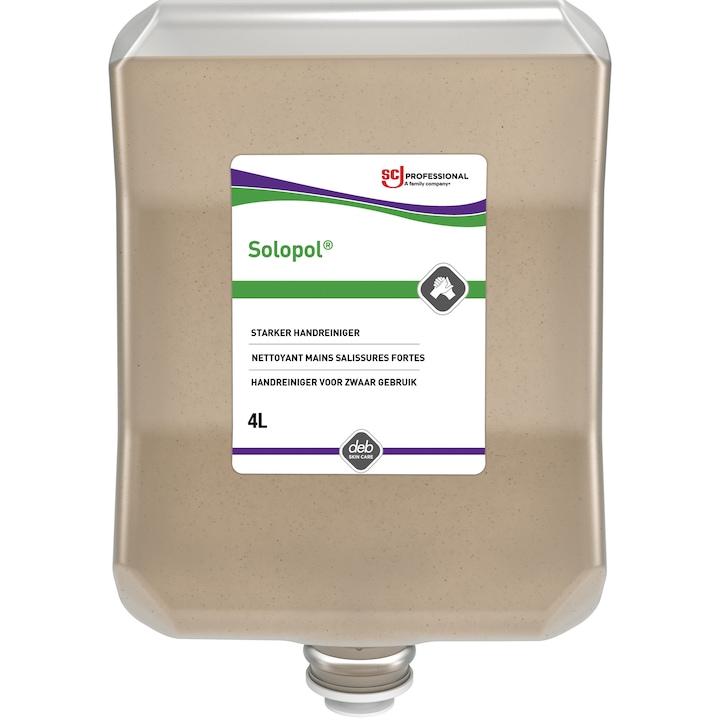 SCJP Solopol Heavy Duty ipari kézmosó szappan makacs szennyeződésekre, dióhéj őrleménnyel, erős tisztítóhatás: 4/5, Heavy Duty adagolóhoz, 4L patron
