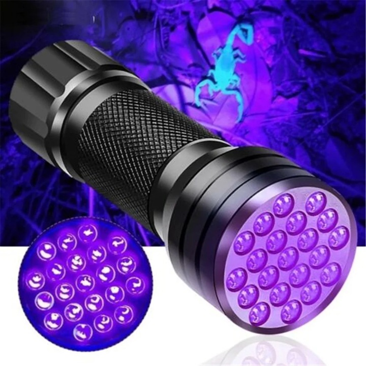 Lanterna UV YANYXR 21 LED negru 9.8x2.8x3.5cm