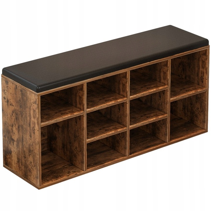 Cipőszekrény ülőpaddal előszobába barna rusztikus loft padlásra 104/30/48cm BADU