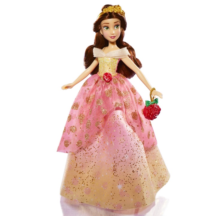 Papusa Disney Belle cu Accesorii Reversibile - 28 cm, Creata de Hasbro