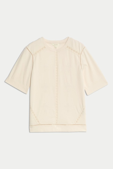 Marks & Spencer, Tricou cu decolteu rotund, Bej deschis, 34