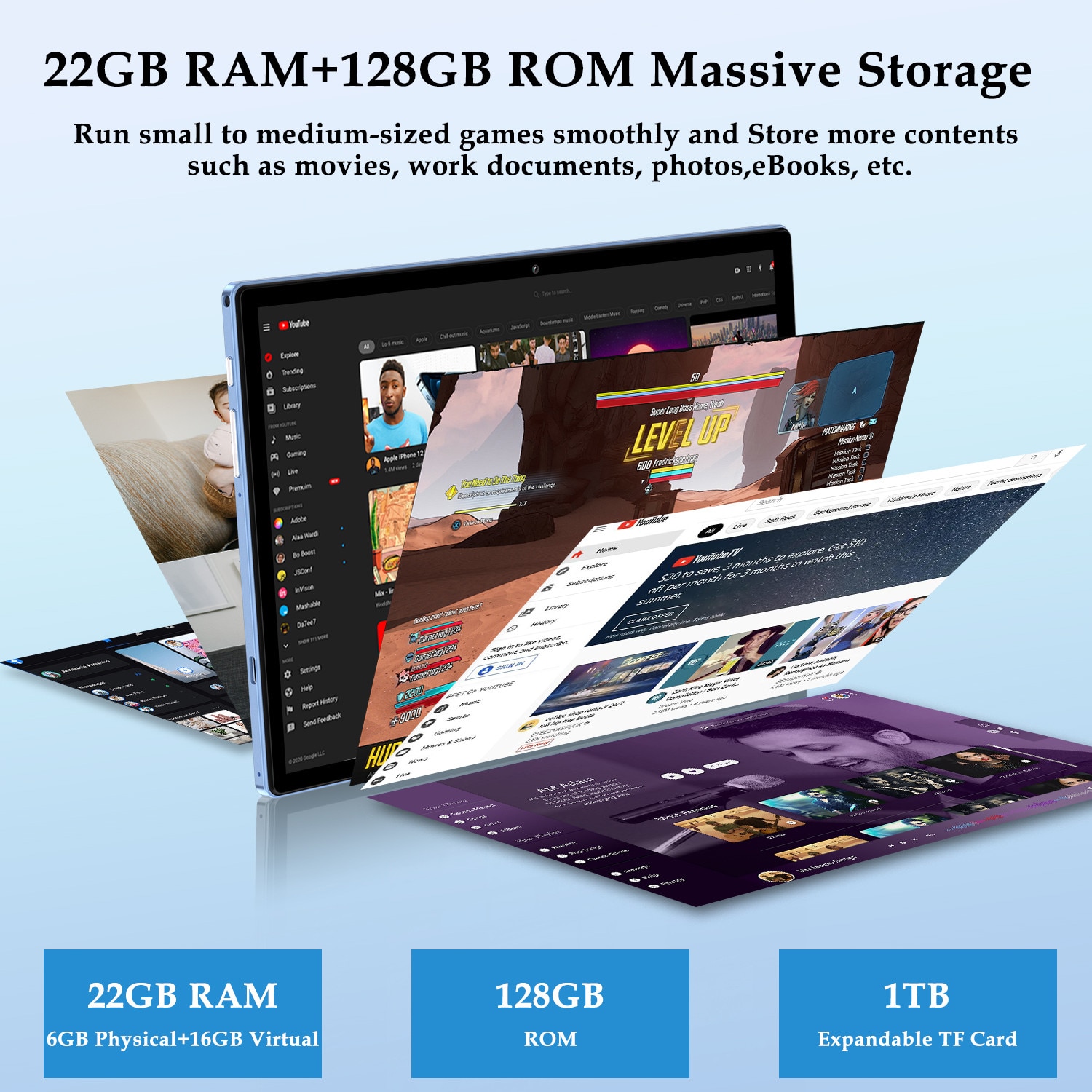 Tableta 10 inchi Android 14, marca ZIOVO, cu 22GB RAM+128GB ROM