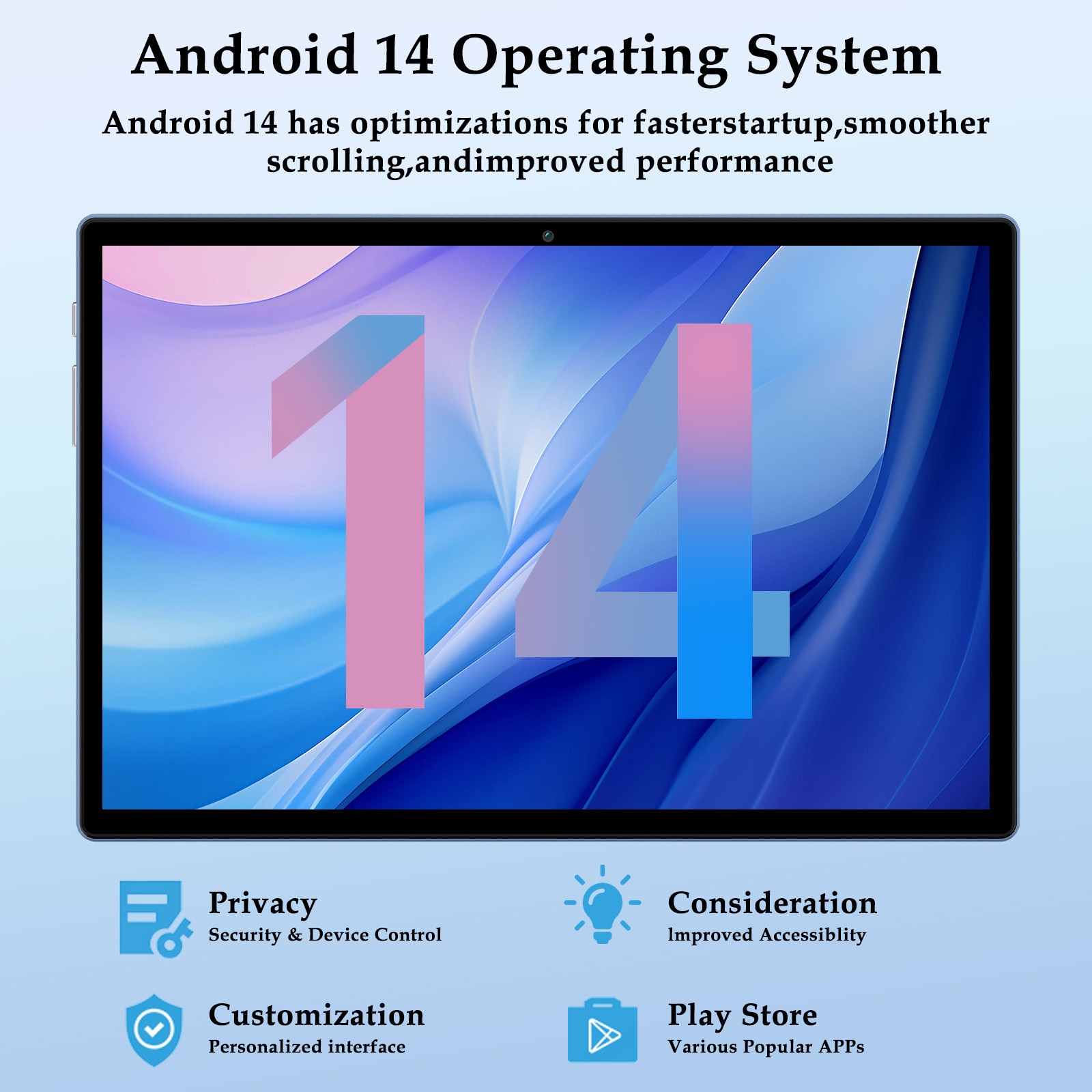 Tableta 10 inchi Android 14, marca ZIOVO, cu 22GB RAM+128GB ROM