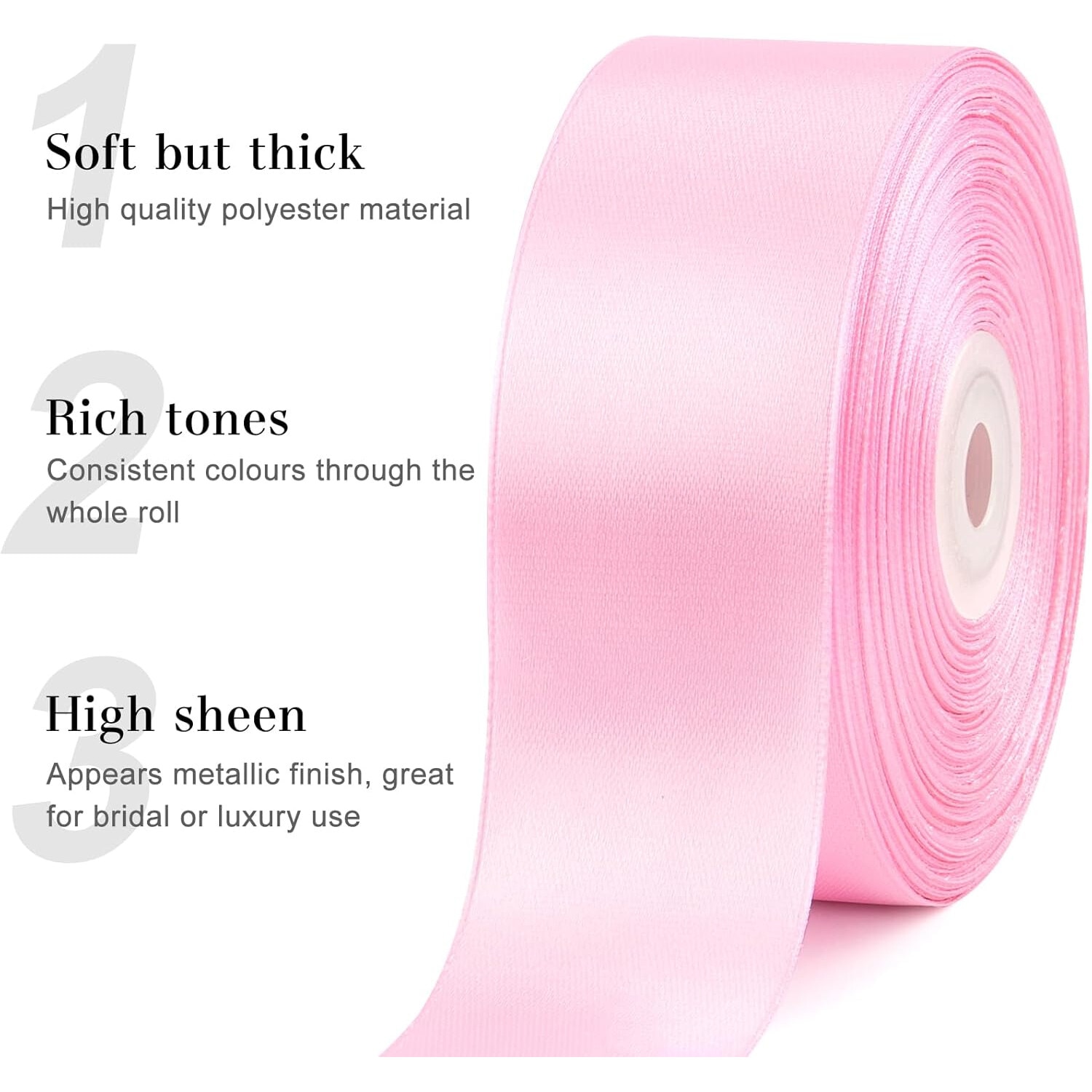 Panglica Satin, 100 de Iarzi, 1.5 Inch, roz, pentru Aranjamente Florale ...