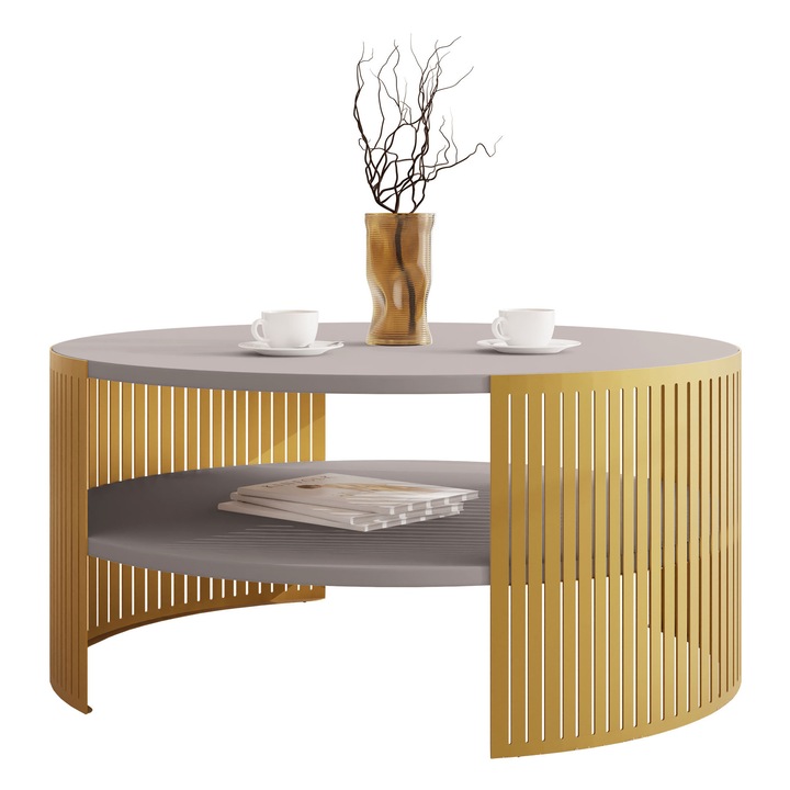 Masuta pentru cafea Zinzit Auriu, MIRJAN 24, auriu / casmir, 75x75x40 cm