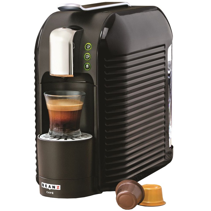 Espressor cu capsule BeanZ Café Wave Black 303645, 1455W, 1l, 19 bari, compatibil Espressto, Mr&Mrs. Mill, Negru
