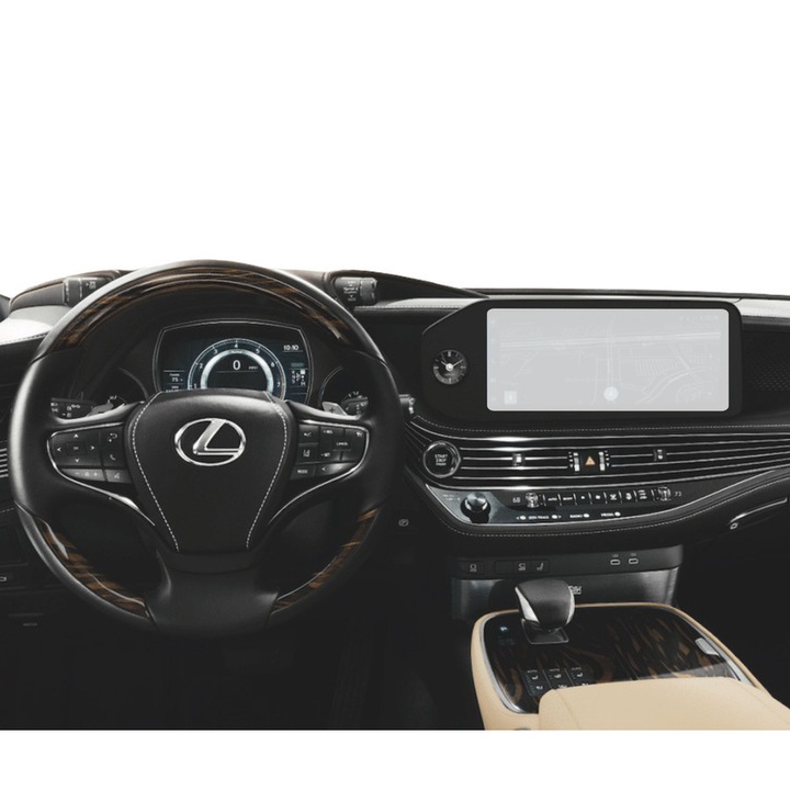 Защитно фолио за навигация, Duragon, Lexus LS 2020-2025, Устойчив на надраскване, Против отпечатъци от пръсти, Самовъзстановяващ се, Гъвкав, Противоударен, Комплект за инсталация