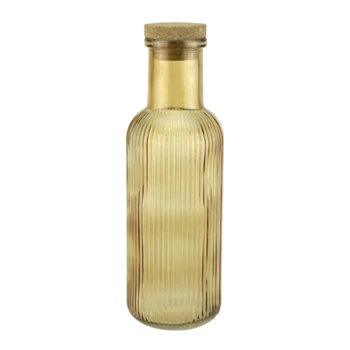 Стъклена бутилка HORECANO-BLOOM, с коркова тапа, 1L, жълт