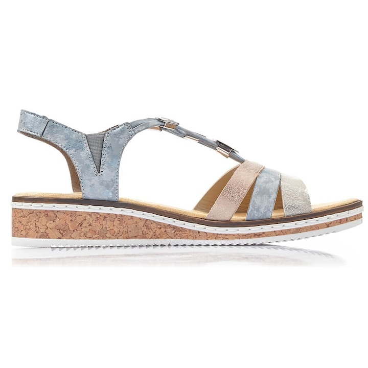 RIEKER V36G4 Sandale sportive elegante confortabile pentru femei pe tocuri, Albastru