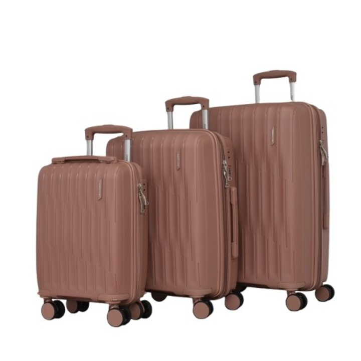 Комплект Куфари PERFECT LINE PP 1033, Разширител, 65/44/27 см, Розови, 3 броя