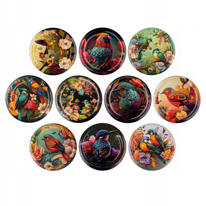 Set Capac borcan, SuperButelki, Plastic, 0.1 kg, Diametru 82 mm, Frigider compatibil, Multicolor, 10 buc