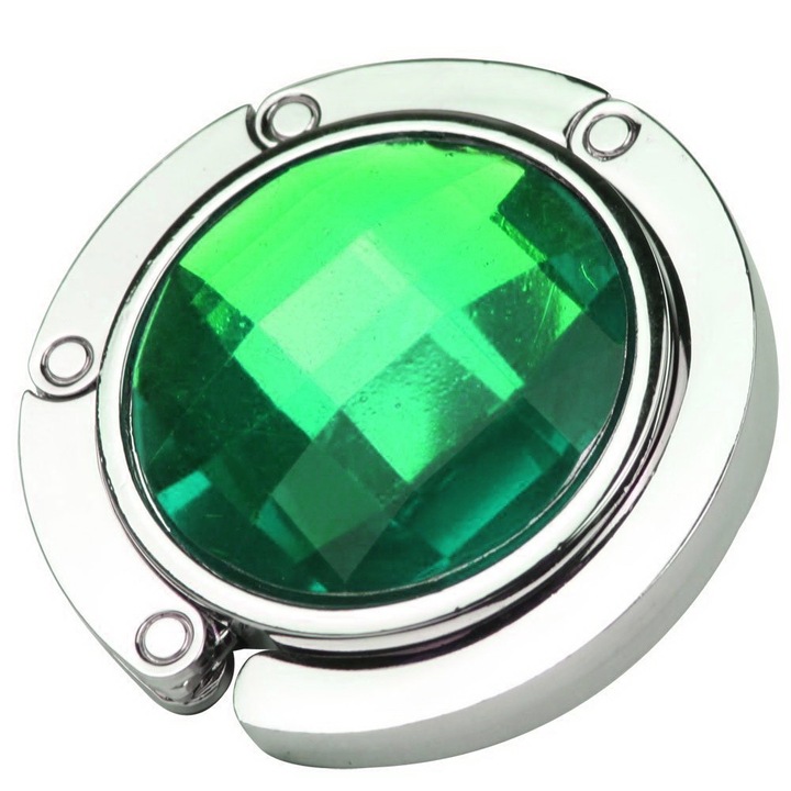 Carlig pentru geanta dama de mana, din metal, masa, verde, 8 cm, dalimag