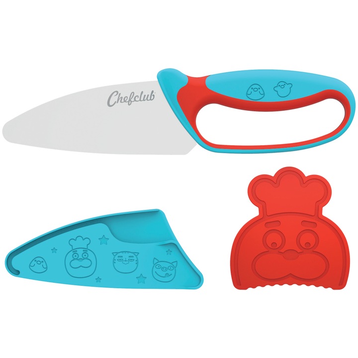 Kit Cutit de Bucatar pentru Copii, Albastru si Rosu, Chefclub Kids