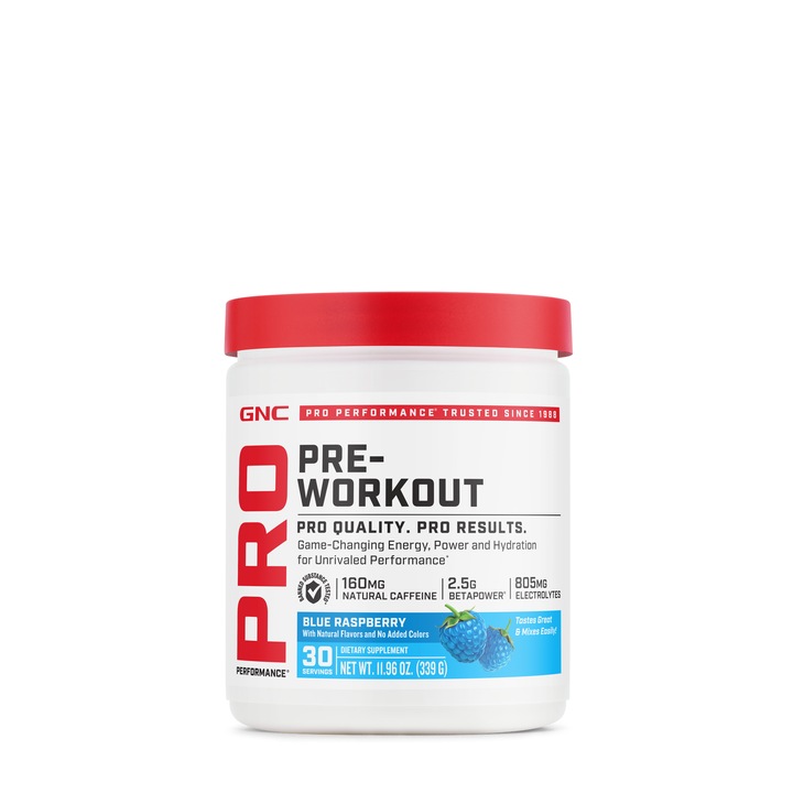 GNC Pro Performance® Pre-Workout - Blue Raspberry Flavor, Pre-Workout, cu Aroma de Blue Raspberry, 339g