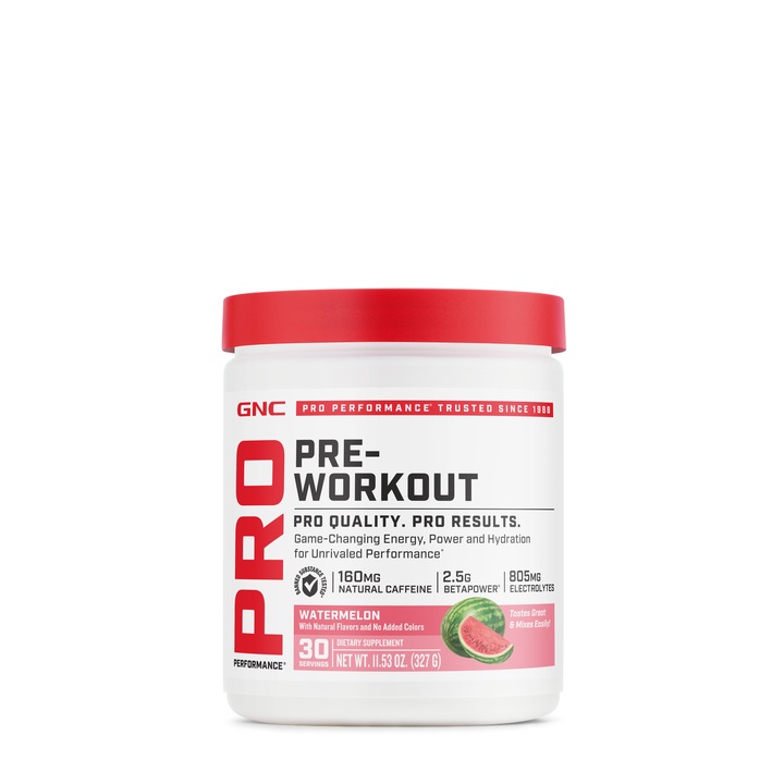 GNC Pro Performance® Pre-Workout - Watermelon Flavor, Pre-Workout, cu Aroma de Pepene, 327g