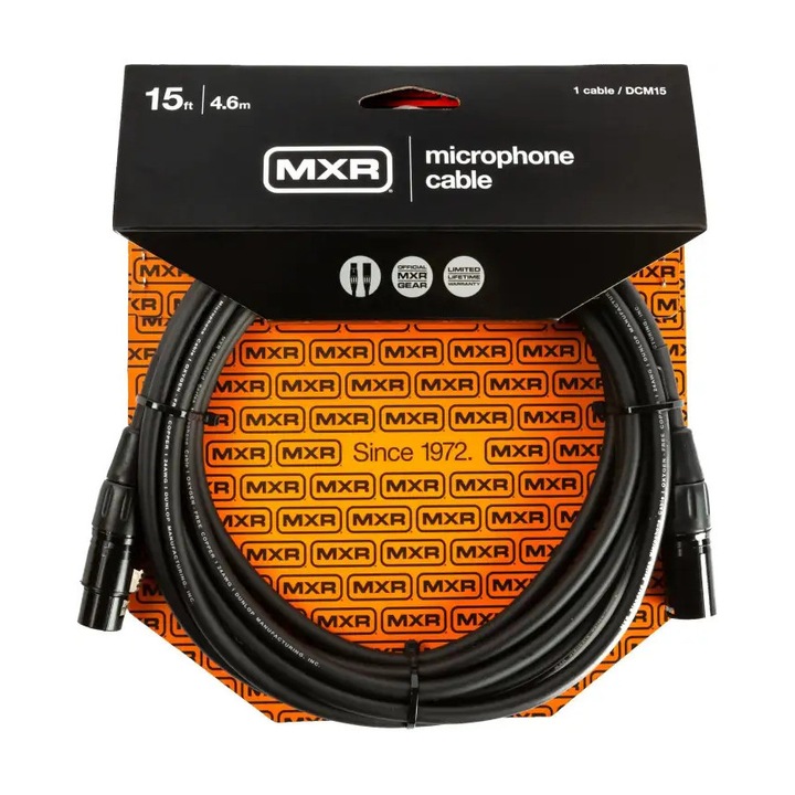 Cablu, Microfon, XLR-XLR, MXR, Negru, 4.6m