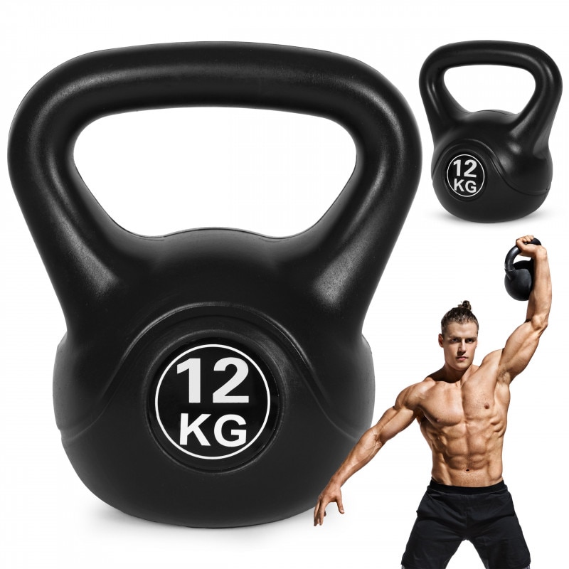 Kettlebell 12 Kg En HDPE Et Ciment – Stable, Résistante, Protège Le Sol, Idéale Pour La Musculation à La Maison