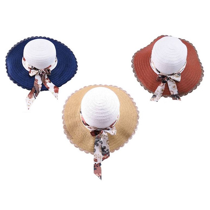 Palarie dama TROPIC, 2 culori, cu funda florala