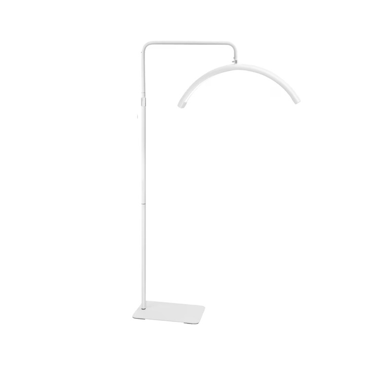 Lampa Profesionala 60 cm pentru Make-Up, Semiluna, cu LED de 40 W, Lumina Calda, Rece, cu rotire 360°, ideala pentru Gene, Manichiura, Studio Tatuaje, Alba