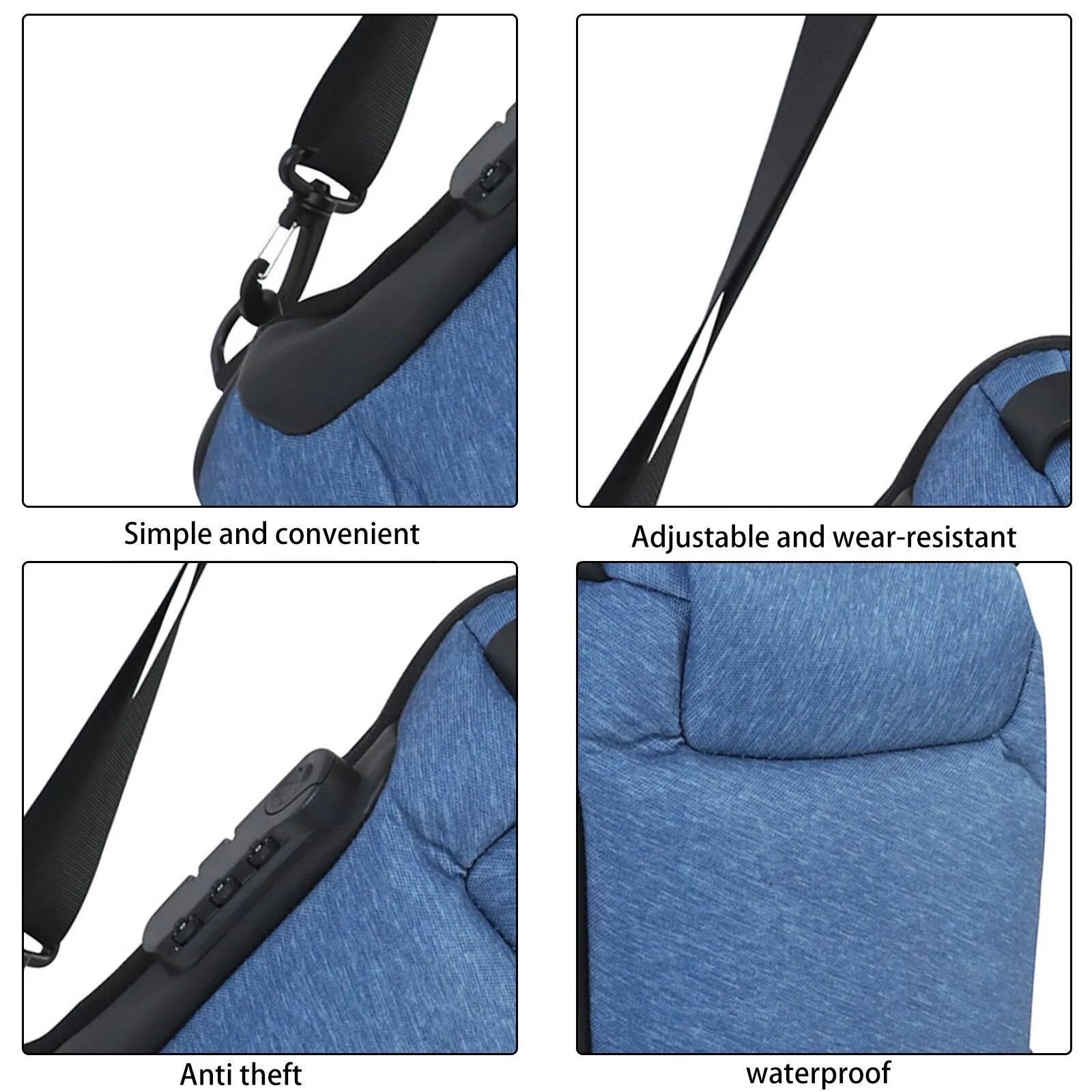 Rucsac laptop antisifon, rezistent, extensibil, albastru, 33x16x11cm