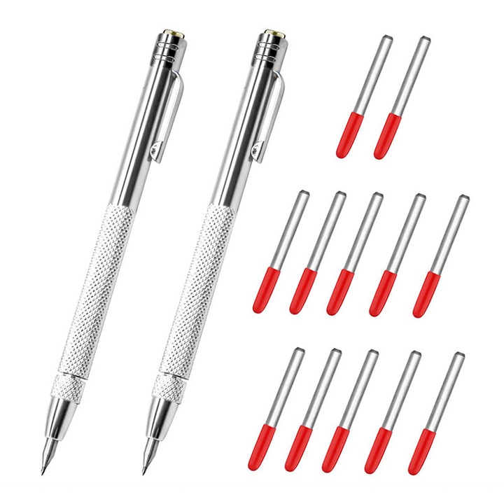 Set 2 Piese Scriber cu Varf din Carbura de Tungsten, Pena de Gravare Metalica pentru Sticla/Ceramica/Metal